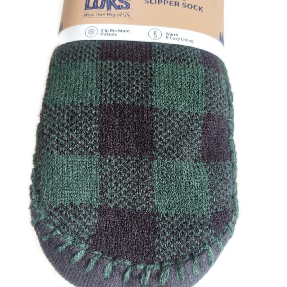 MUK LUKS Mens Slipper Socks Size L/XL Shoe Size 11/13 Green Warm Comfortable RT - Picture 3 of 5